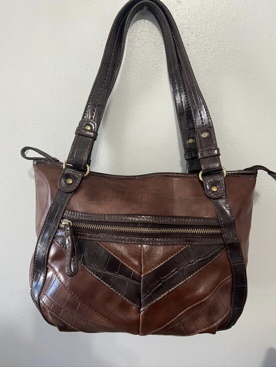 Relic Handbags - Relic Patchwork Brown Bag - Crocodile Skin Effect Women's Handbag. Vintage Y2K"